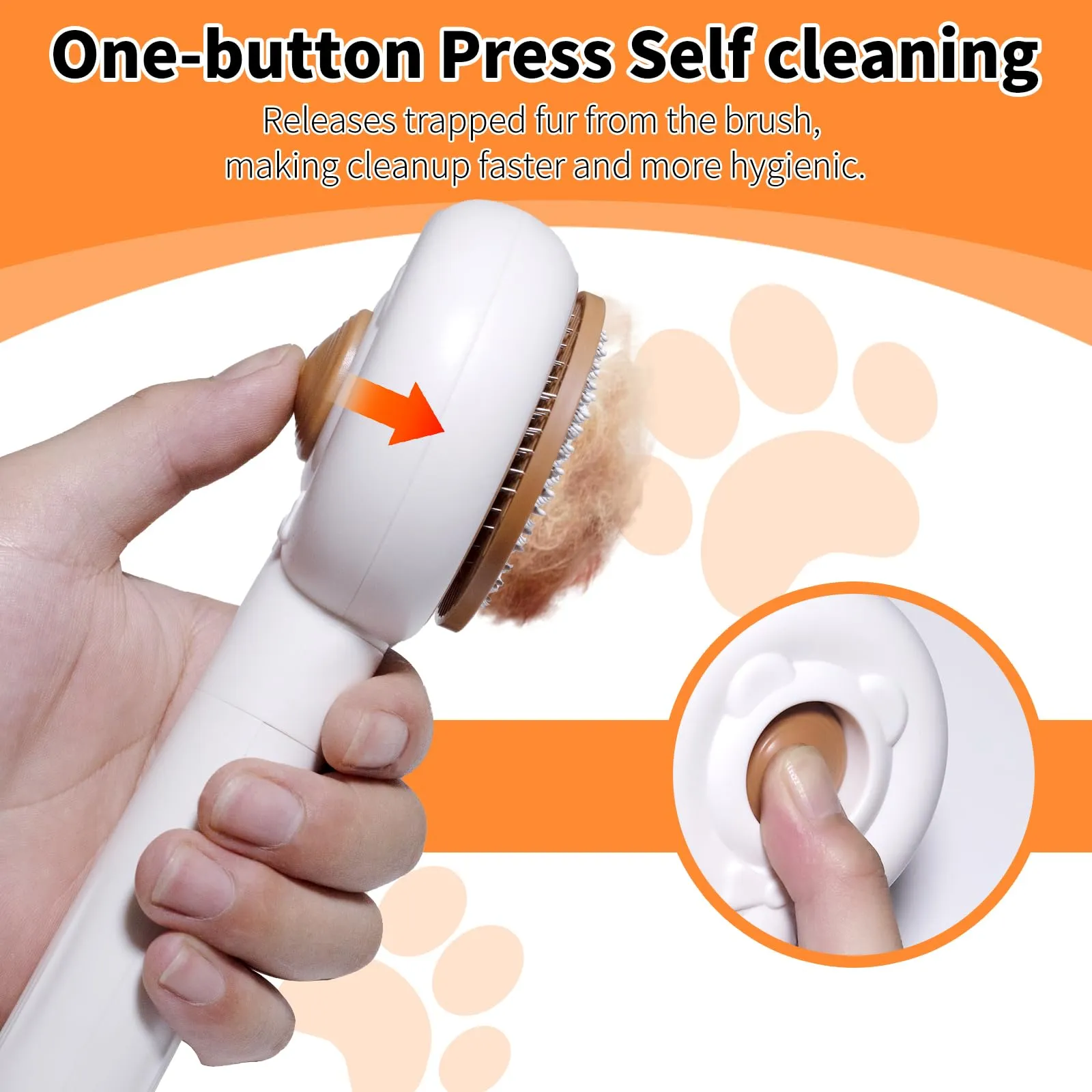 2 in 1 Pet Brush and Nail Grinder, Rechargeable Self-Cleaning Slicker Cat Brush for Shedding and Grooming, Pet Paws Nail Trimmers for Small & Medium Dogs Grey White