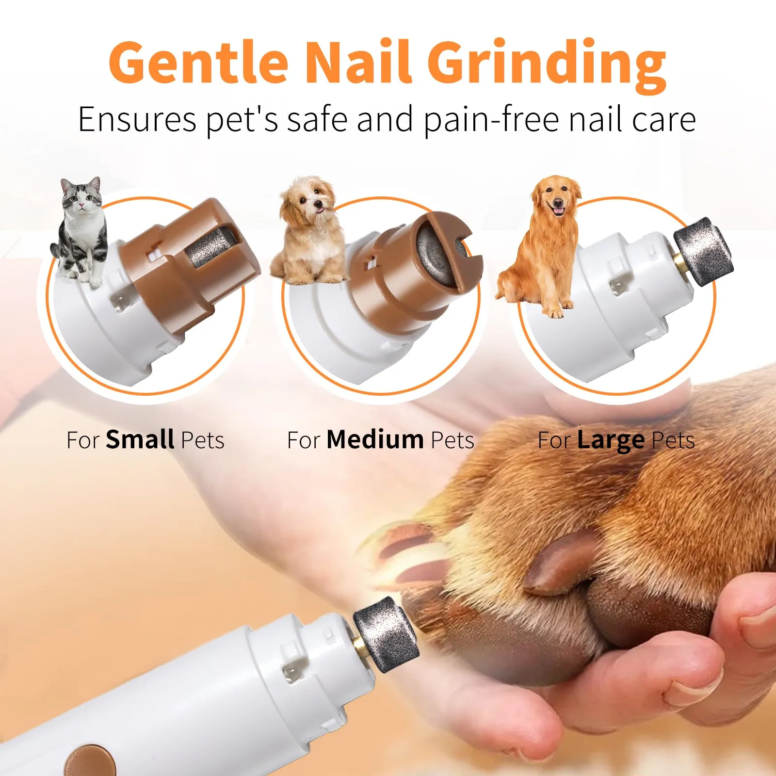 2 in 1 Pet Brush and Nail Grinder, Rechargeable Self-Cleaning Slicker Cat Brush for Shedding and Grooming, Pet Paws Nail Trimmers for Small & Medium Dogs Grey White
