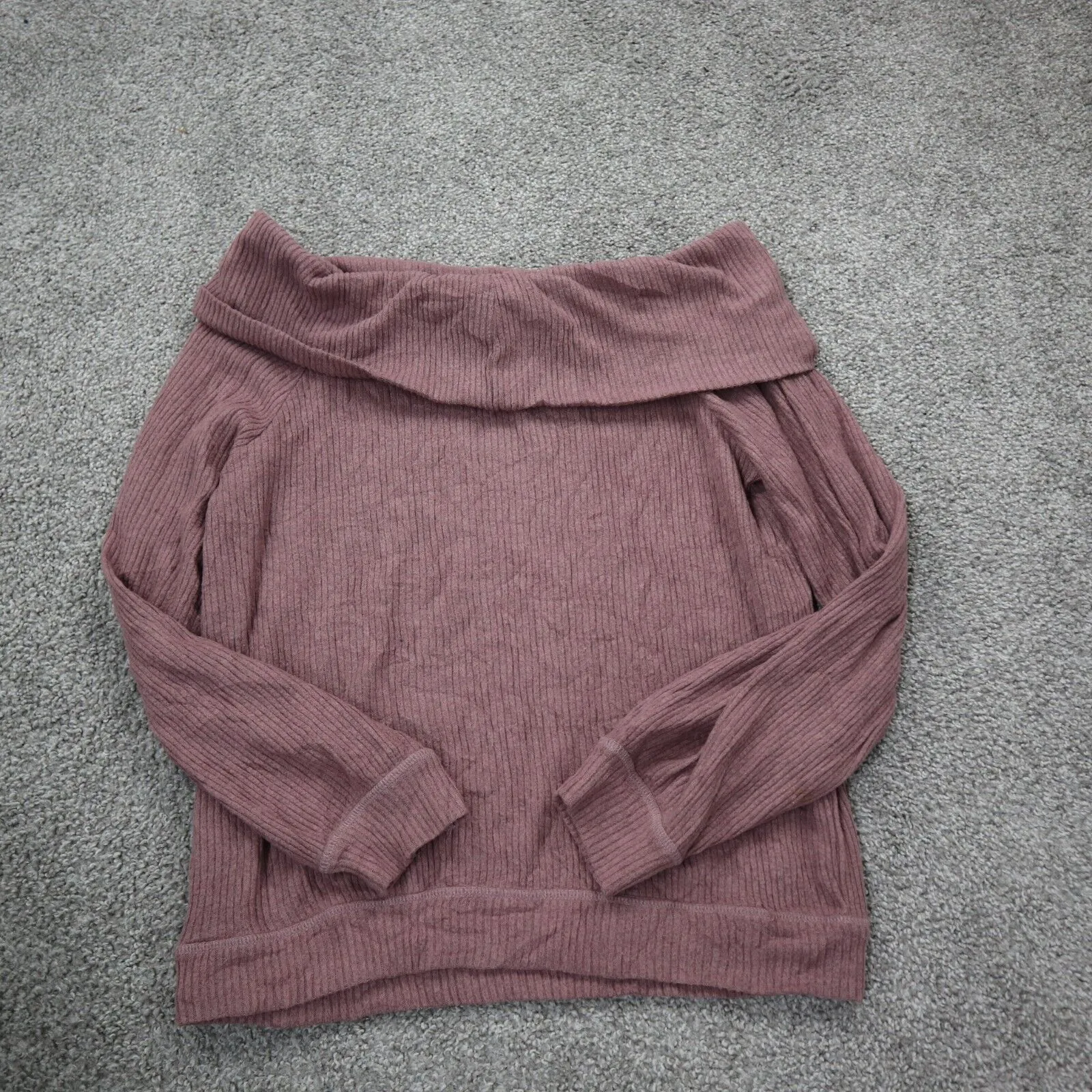 Abercrombie & Fitch Womens Sweater Off The Shoulder Long Sleeve Nude Pink SZ M