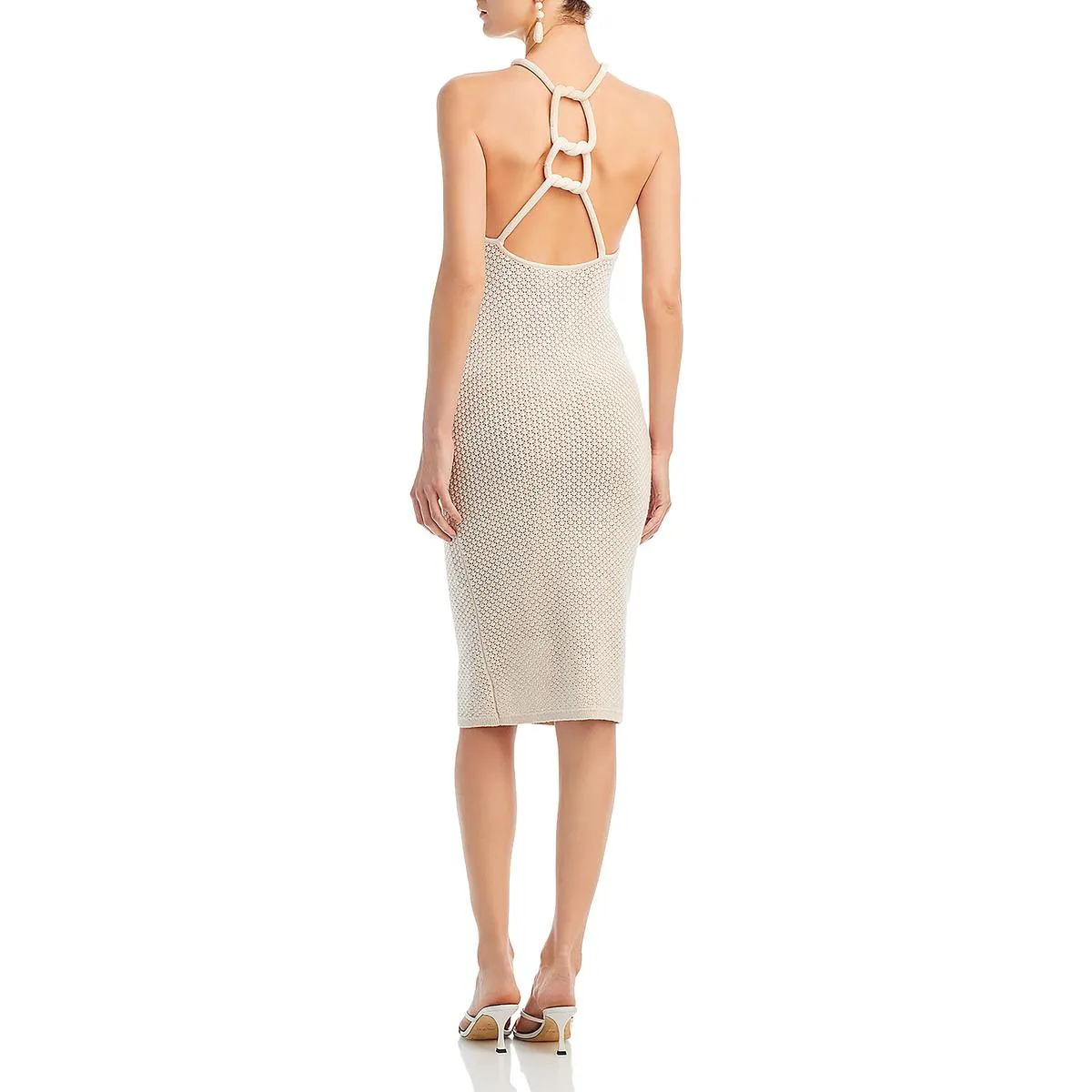 Alice and Olivia Womens Pointelle Sheath Halter Dress