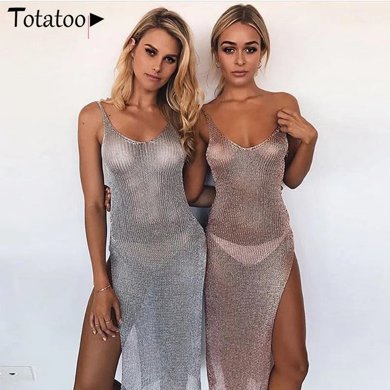 Backless Knitted Summer Long Sleeve Open Back See Through Beach Cover Mini Dress Clubwear