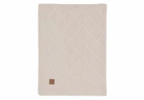 Blanket Cot 100x150cm Check Knit - Oatmeal