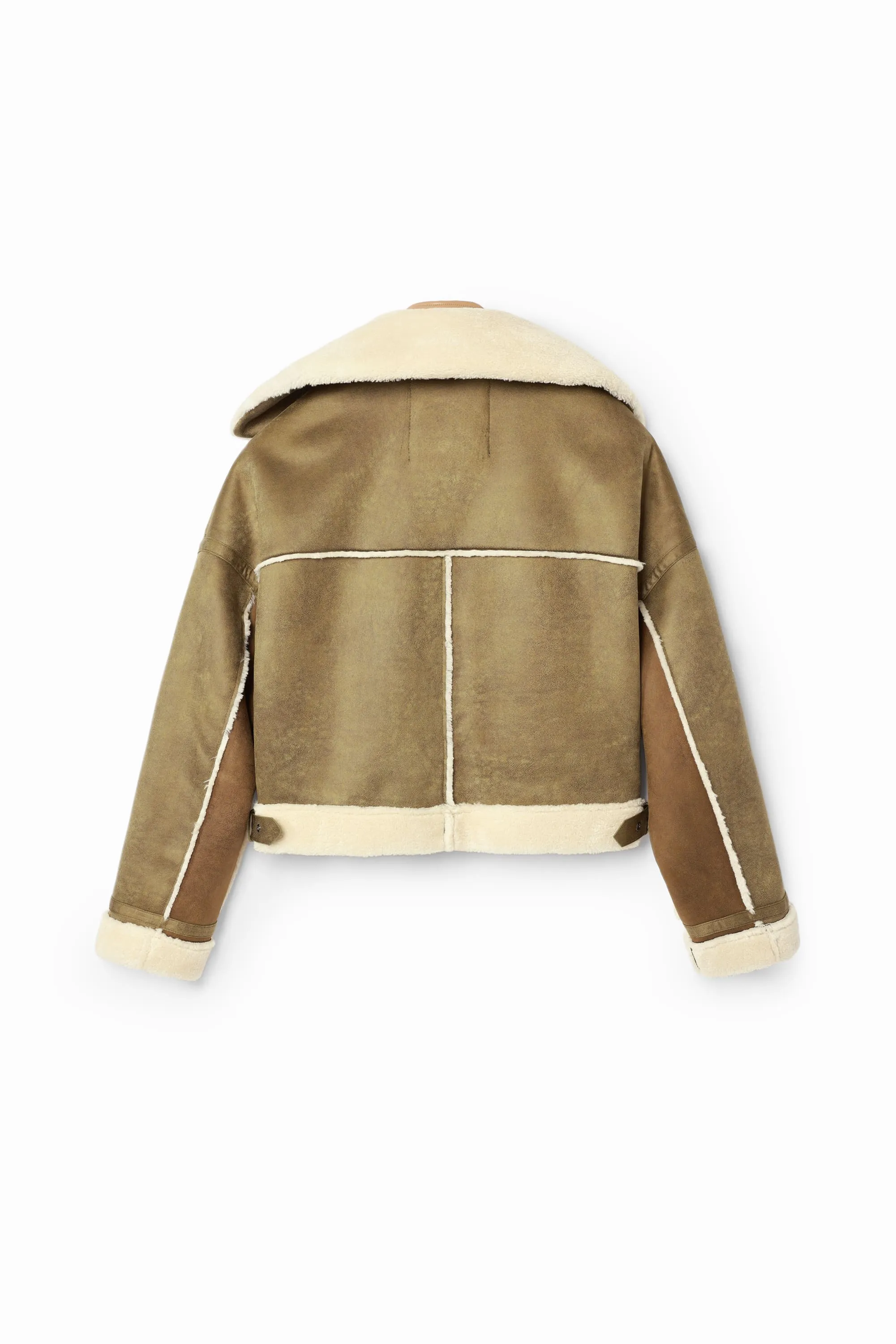 Desigual Edimburgo Patchwork Biker Jacket with Shearling Lining 24WWEWB7