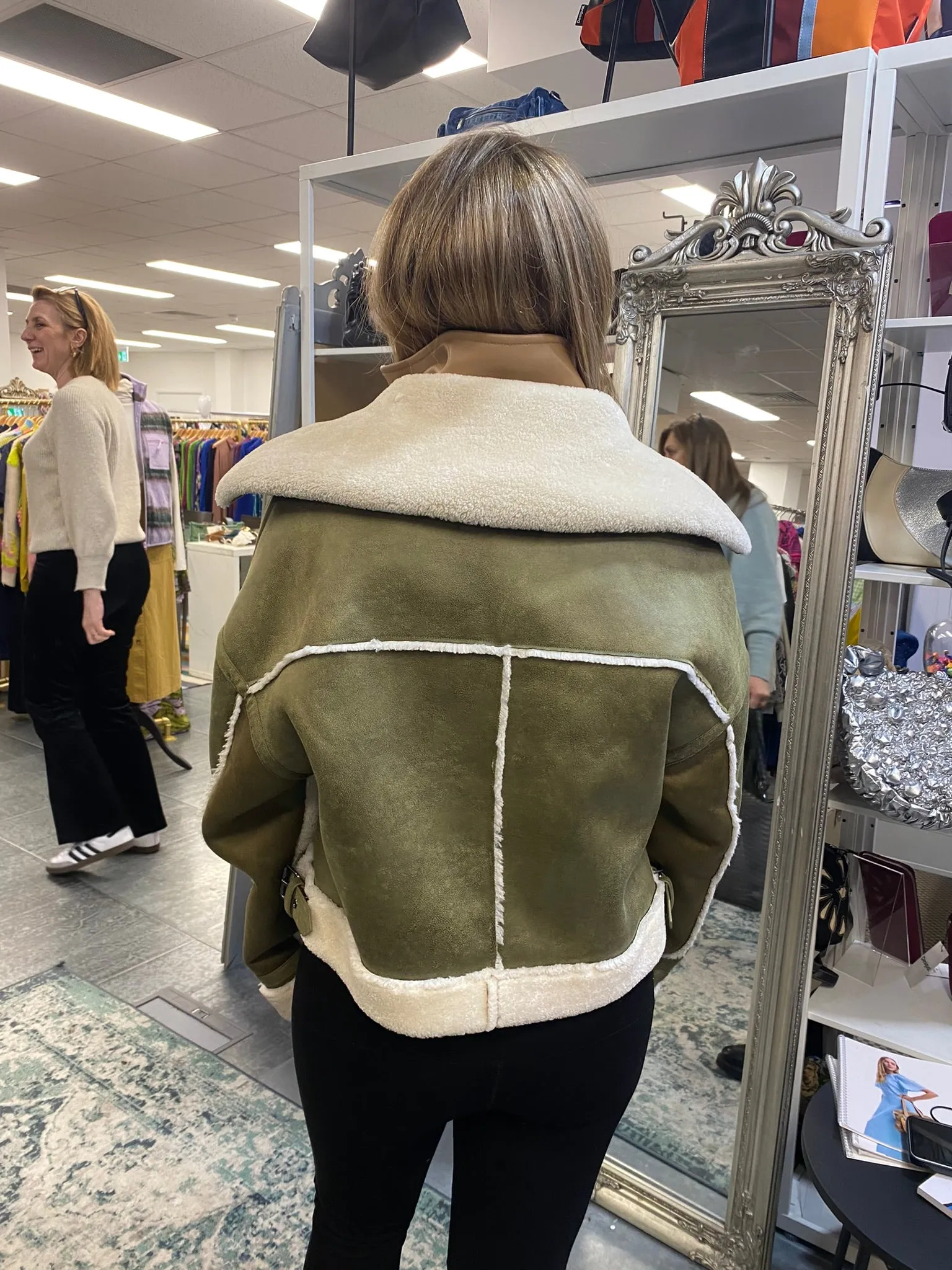 Desigual Edimburgo Patchwork Biker Jacket with Shearling Lining 24WWEWB7