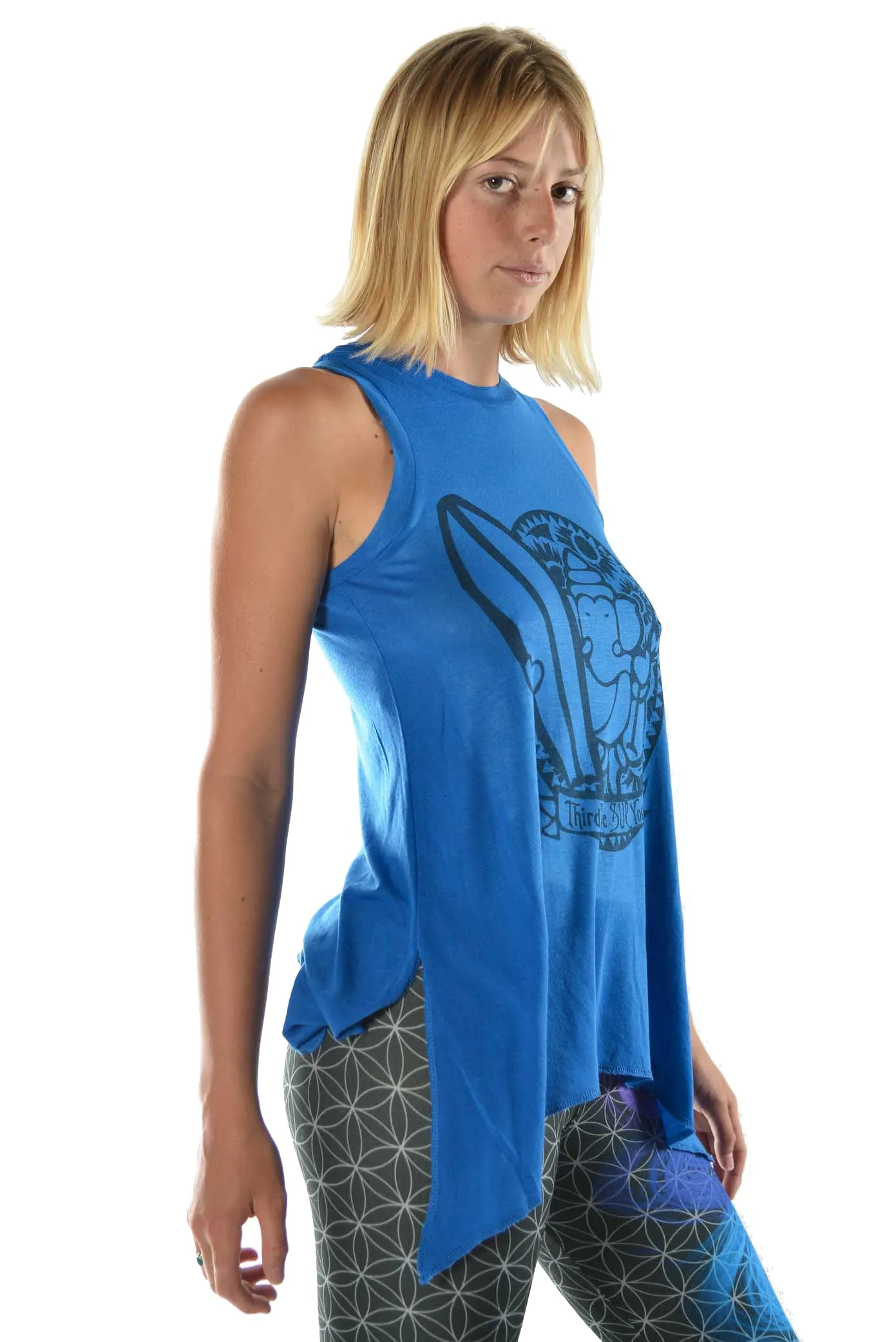 Flowy Shark Bite Sleeveless Tee  "Third Eye Surf"