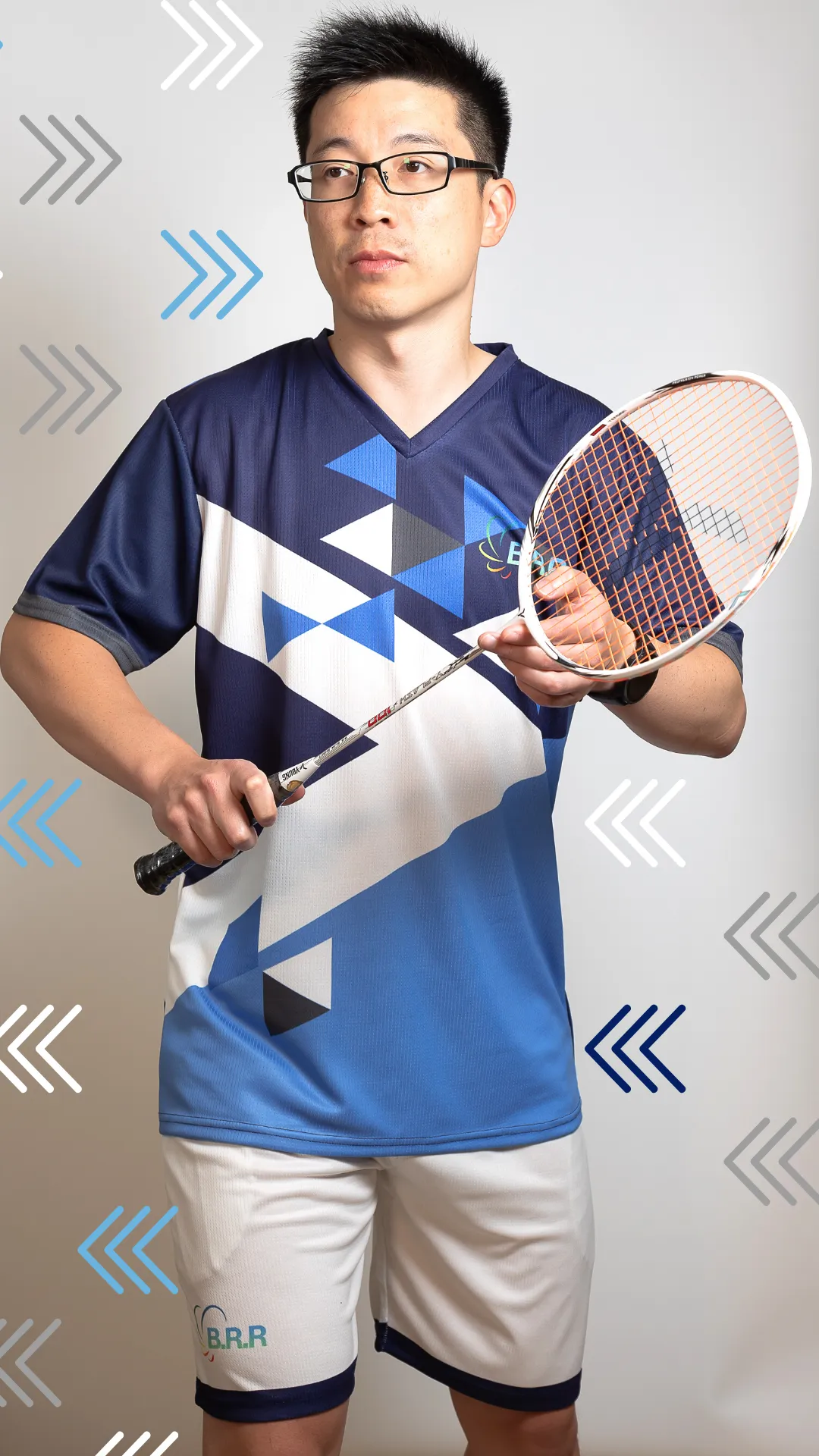 Geometric BRR Top - Navy - Badminton/Tennis/Squash T-Shirt