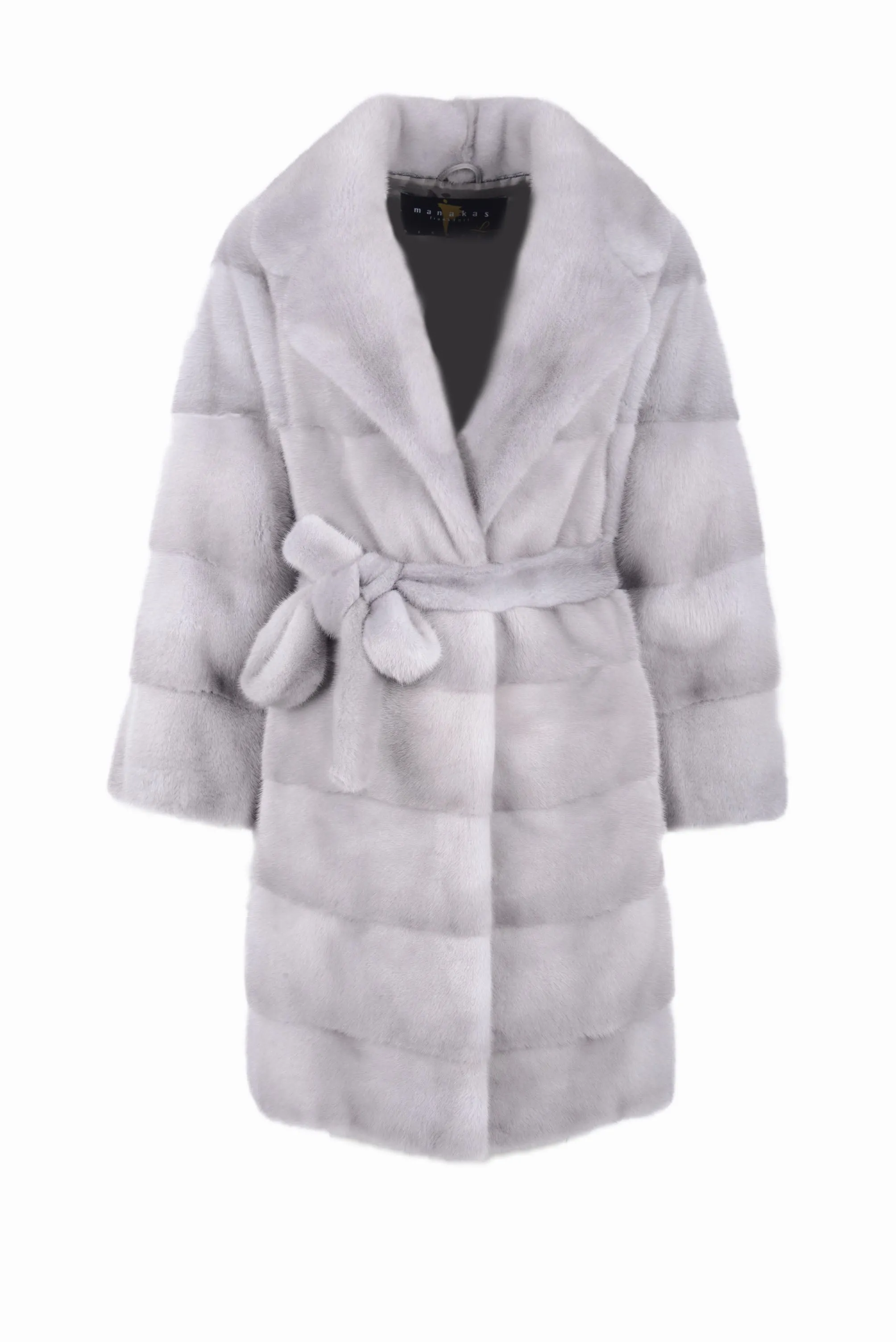 Glamorous mink fur coat with english collar and belt