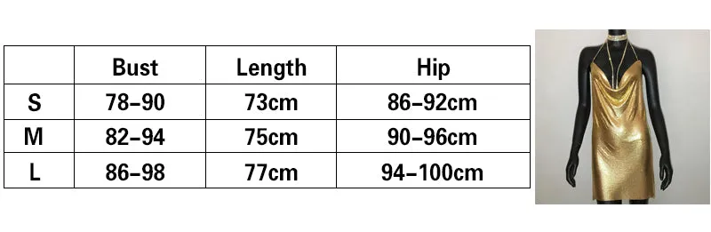 Gold Sequined Patchwork Mini Dress Women Sleeveless Low Cut Metal Chains Halter Slim Charming Nightclub Party Dresses