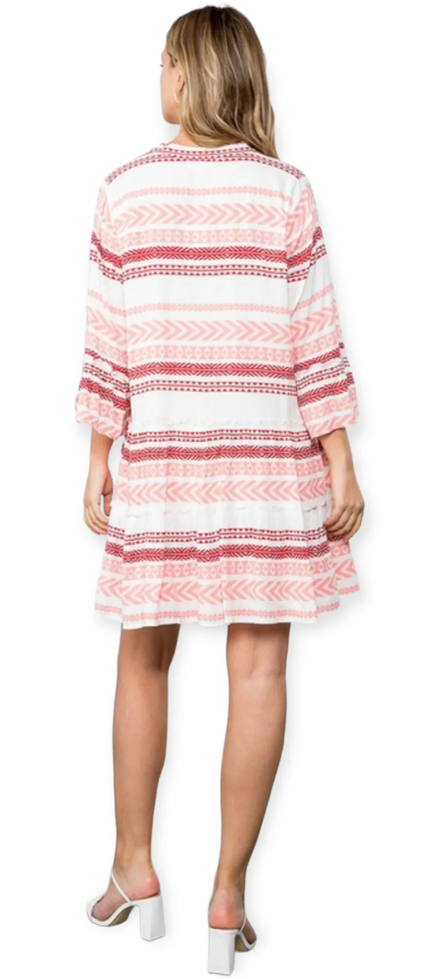 Ivy Pink Bell Sleeve Pattern Dress