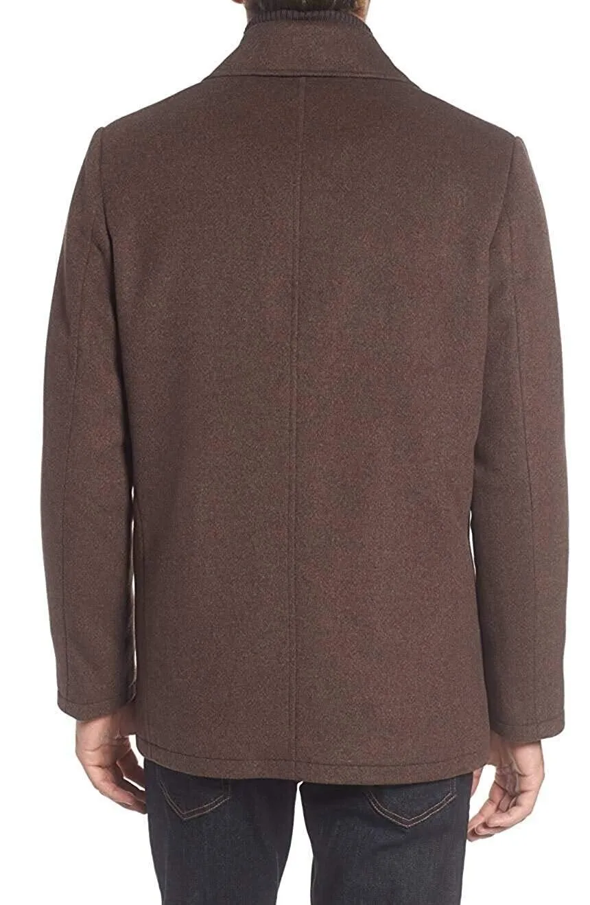 Kenneth Cole Mens New York Wool Coat Peacoat Brown Size S MSRP $250