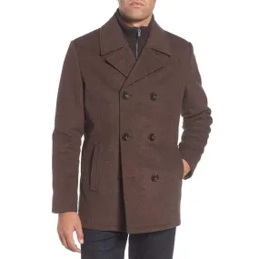 Kenneth Cole Mens New York Wool Coat Peacoat Brown Size S MSRP $250