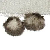 Knitted Faux Fur Pom Pom Throw