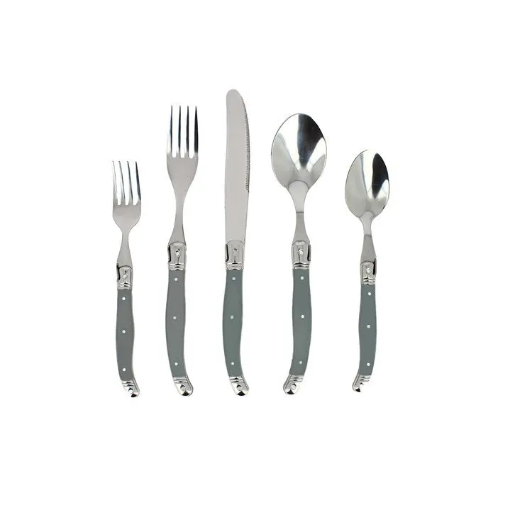 Laguiole Stainless Steel Flatware Set Service for Four 20-Piece Set - Grey Fog