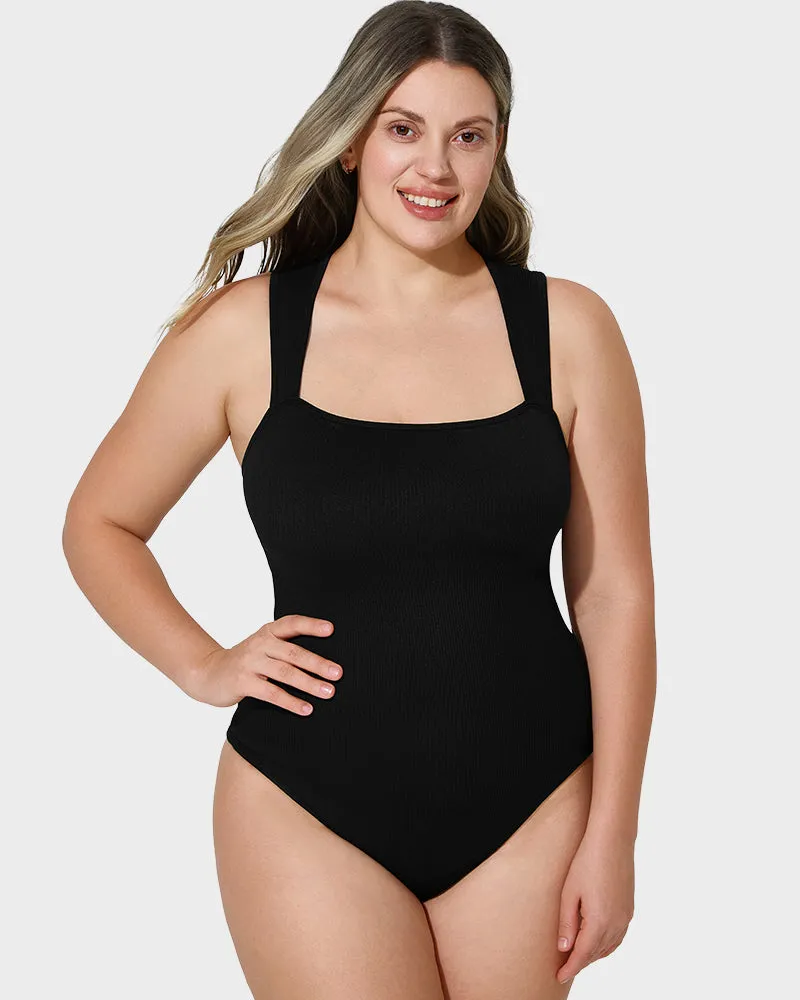 💥Last Day Special Sale 49% OFF🔥Racerback Wide Shoulder Straps Seamless Bodysuit