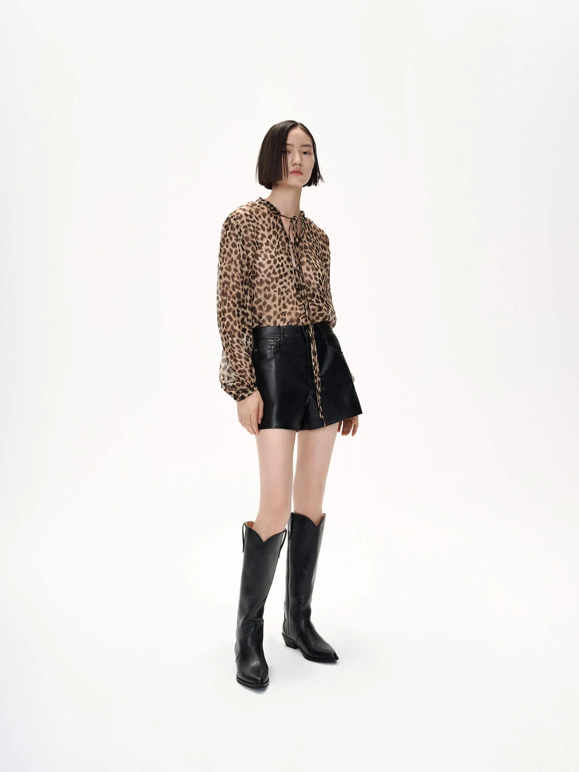Leopard Print  Sheer Blouse