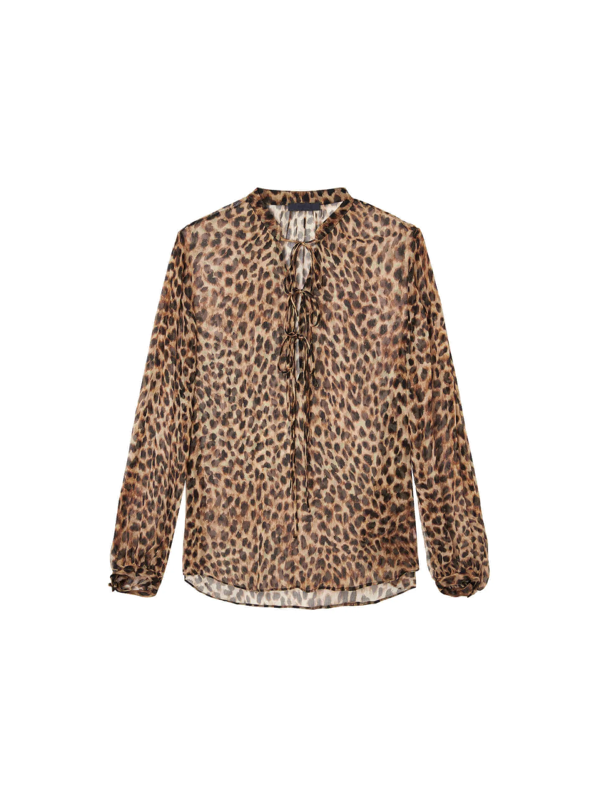 Leopard Print  Sheer Blouse