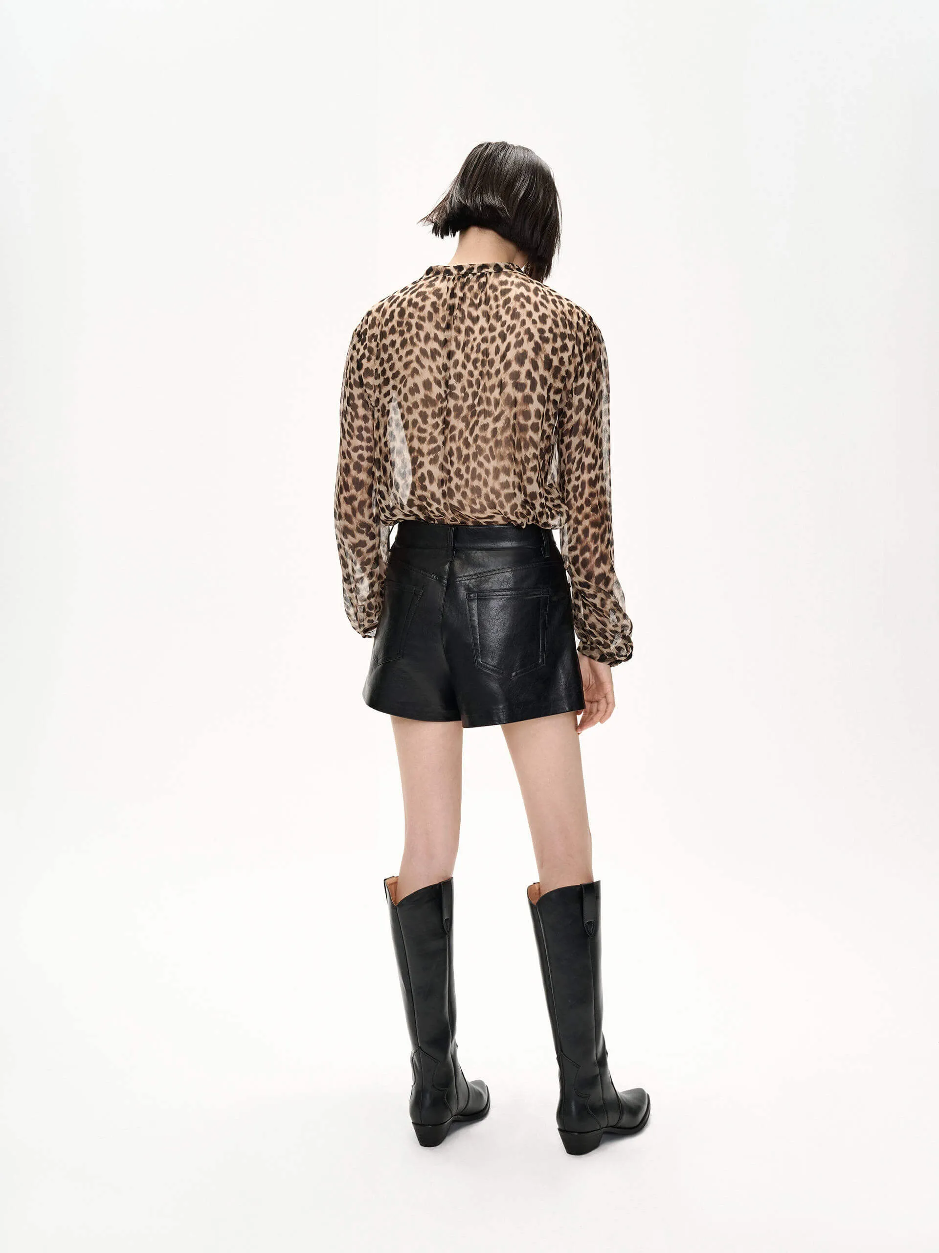 Leopard Print  Sheer Blouse