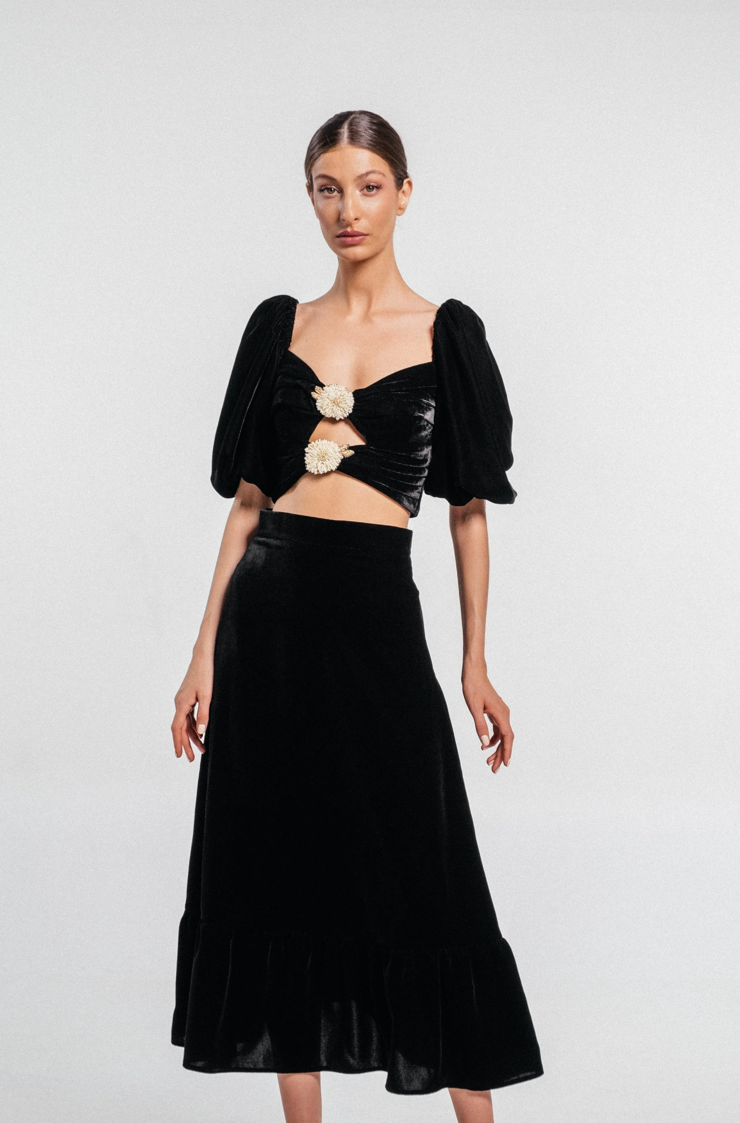 Mahtab Velvet Skirt - Black