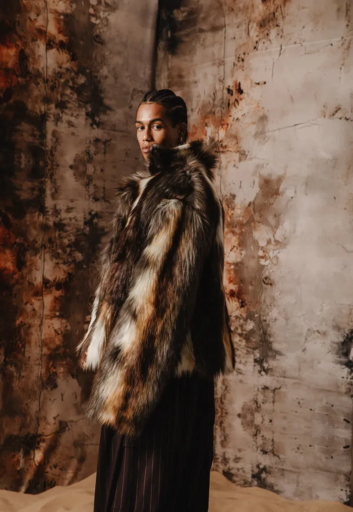 Mateo Faux Fur Jacket Tricolor Brown