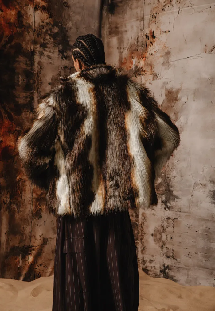 Mateo Faux Fur Jacket Tricolor Brown