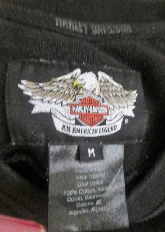Mens HARLEY DAVIDSON MOTORCYCLES Top Shirt Pullover M BLACK ORANGE HOG