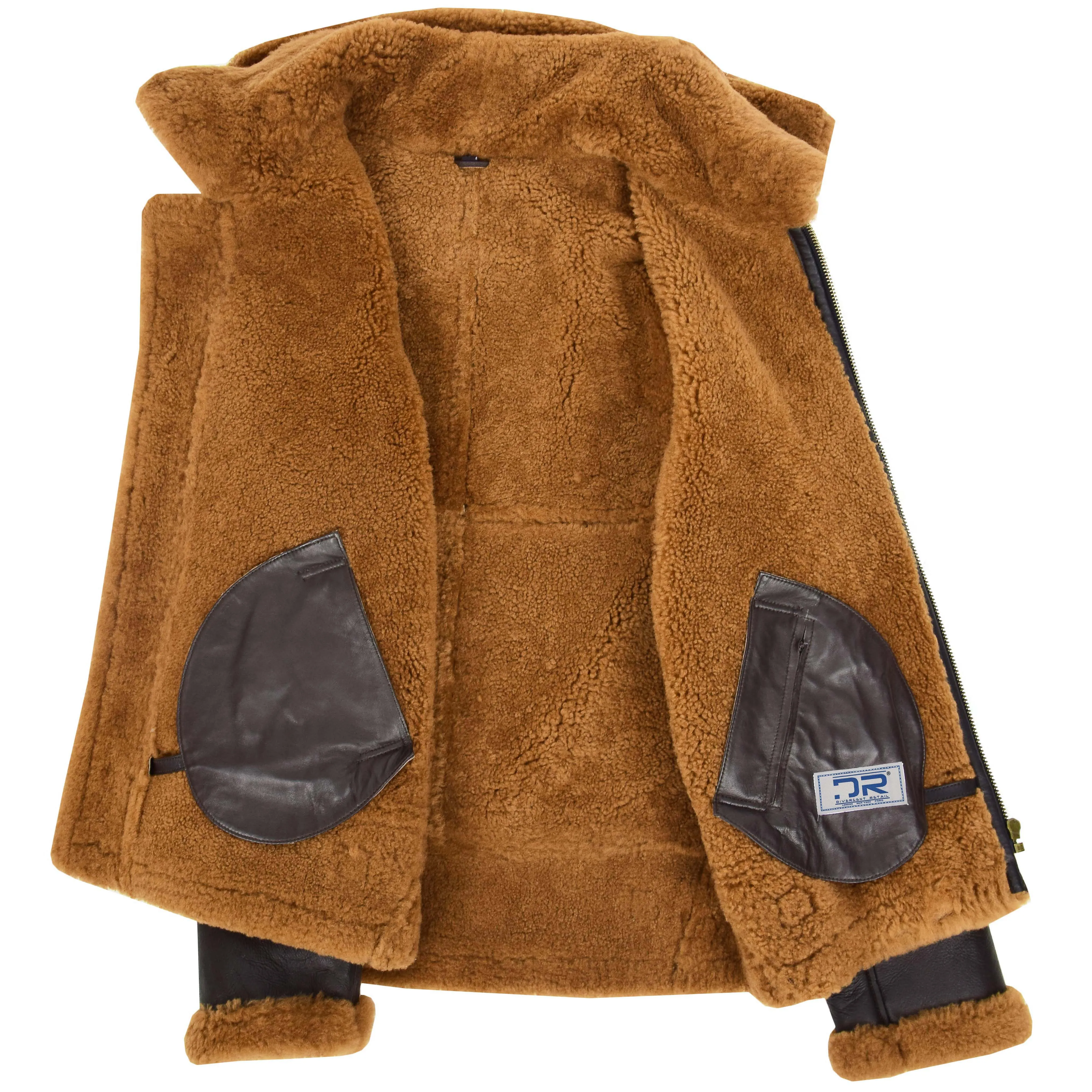 Men's Removable Hoodie B3 Real Sheepskin Jacket Brown Mortenson