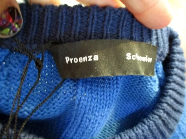 NEW NWT PROENZA SCHOULER Striped COTTON Sweater S YELLOW BLUE Womens