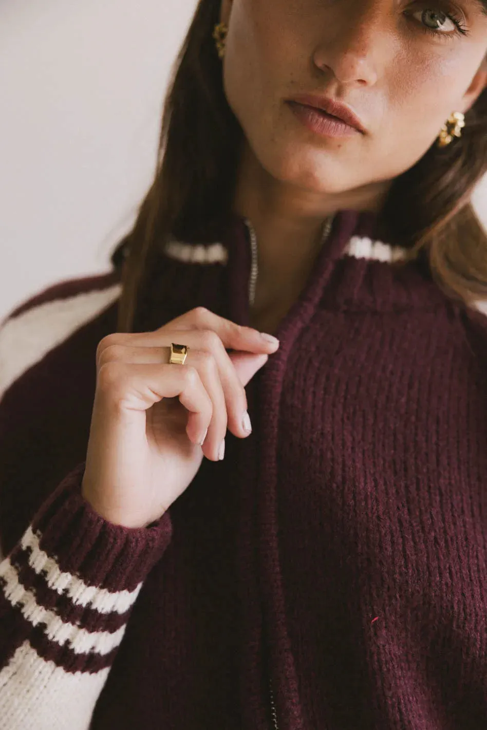 Sebastian Knit Jacket in Burgundy