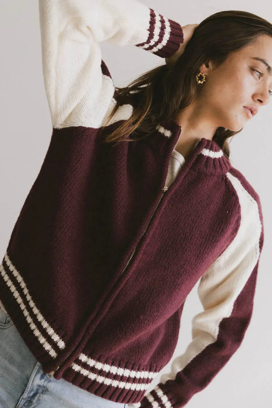 Sebastian Knit Jacket in Burgundy
