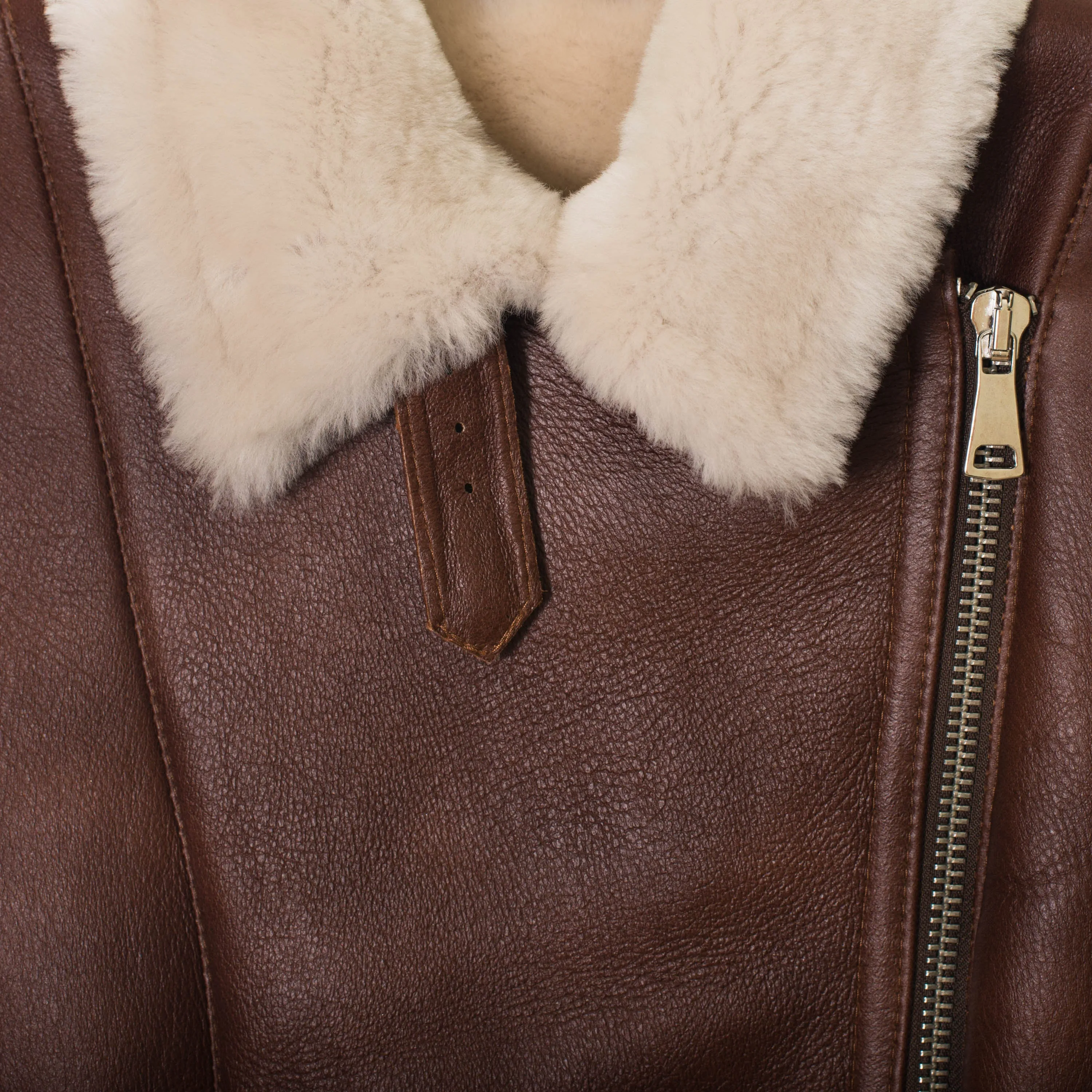 Shearling leather pilot jacket in brown