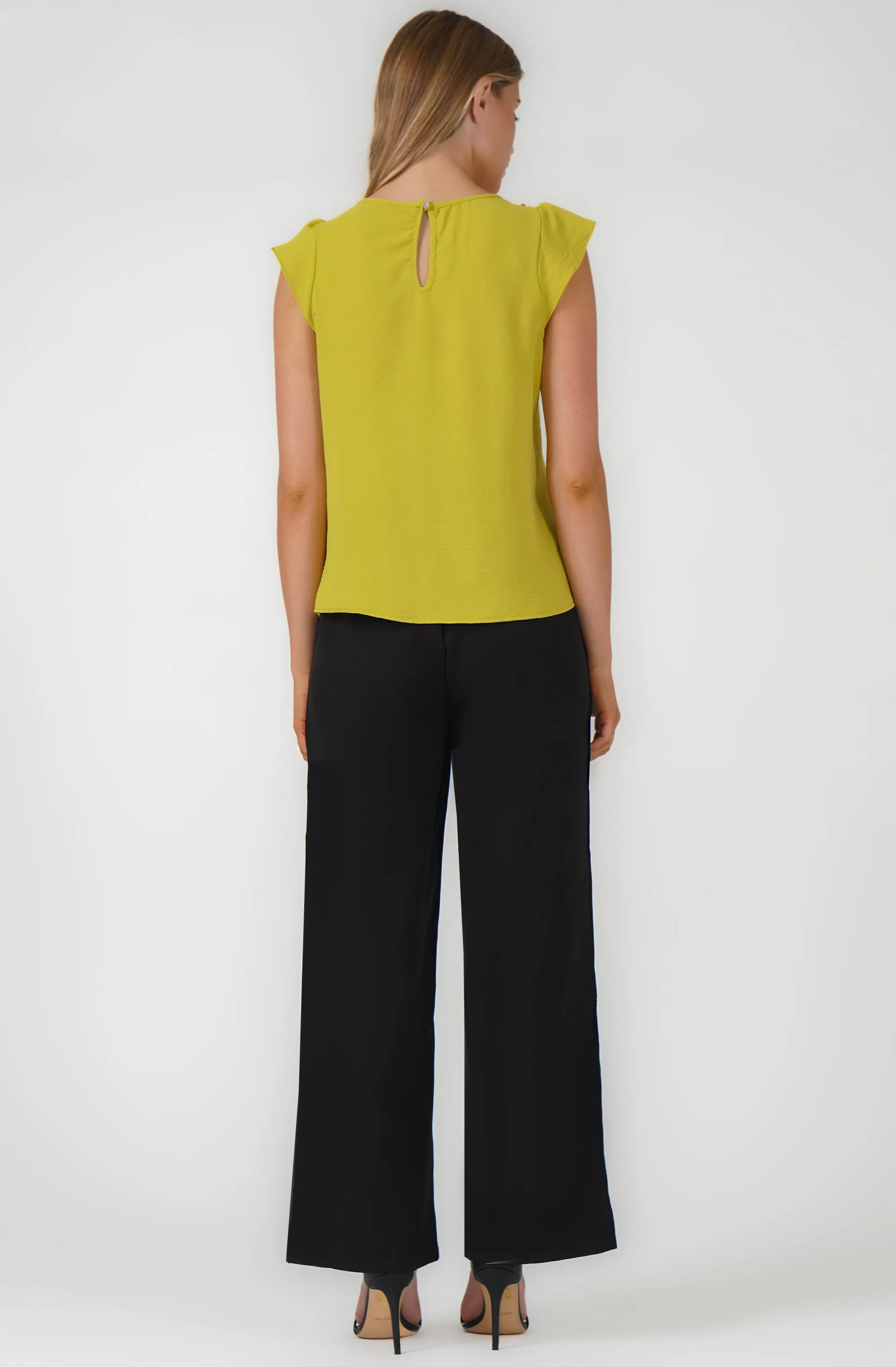 Short Sleeved Blouse with Crochet Neckline