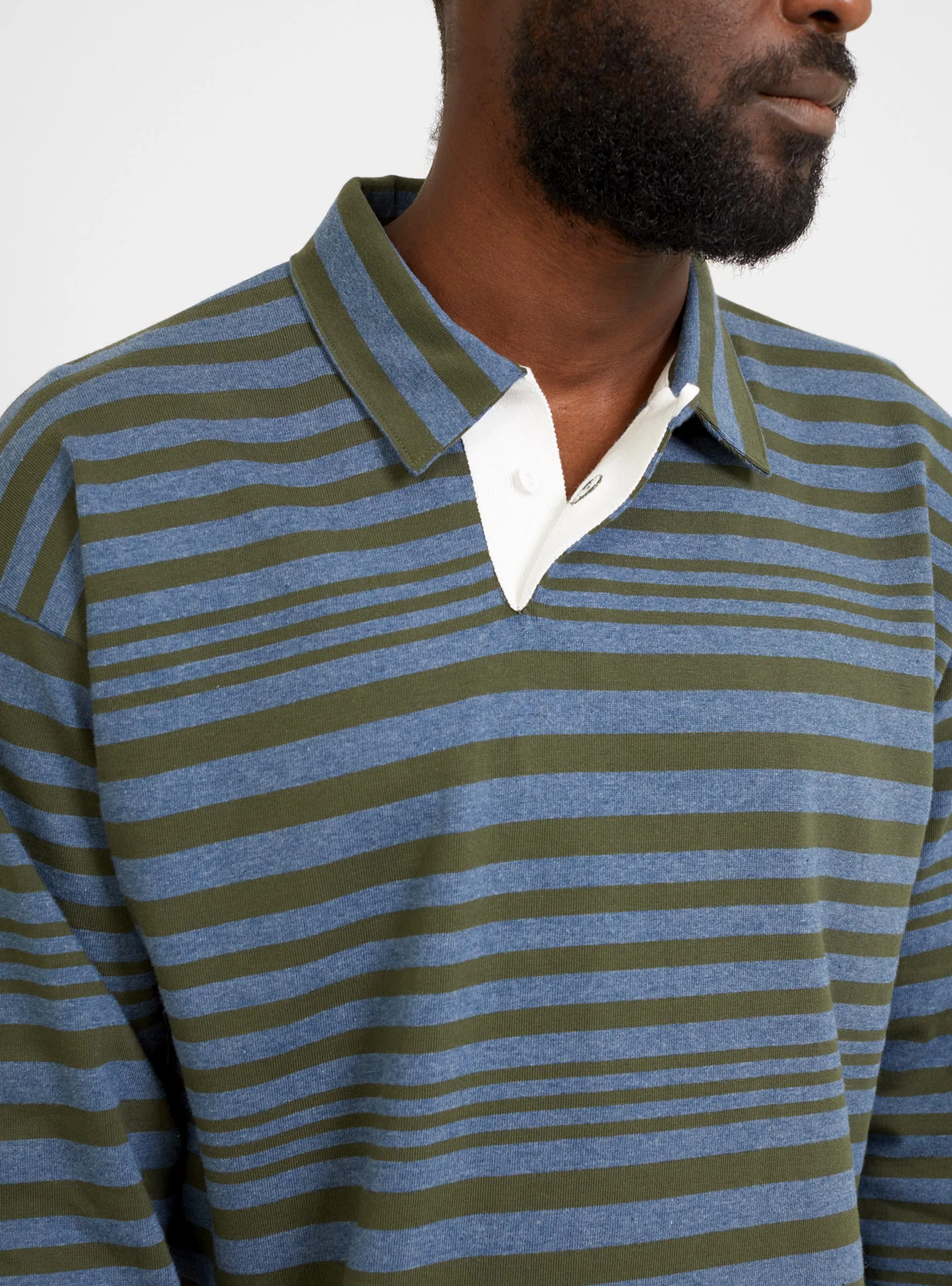 Stripe Rugby Shirt Olive & Navy