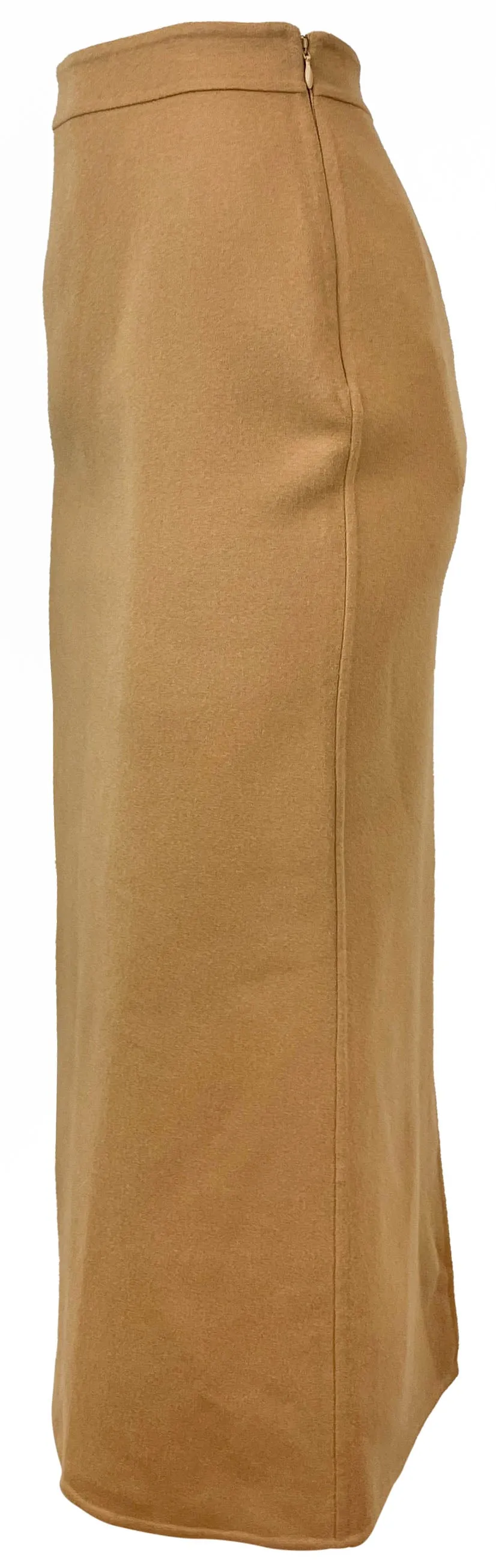 Valentino Wool Blend Midi Skirt in Old Ginger