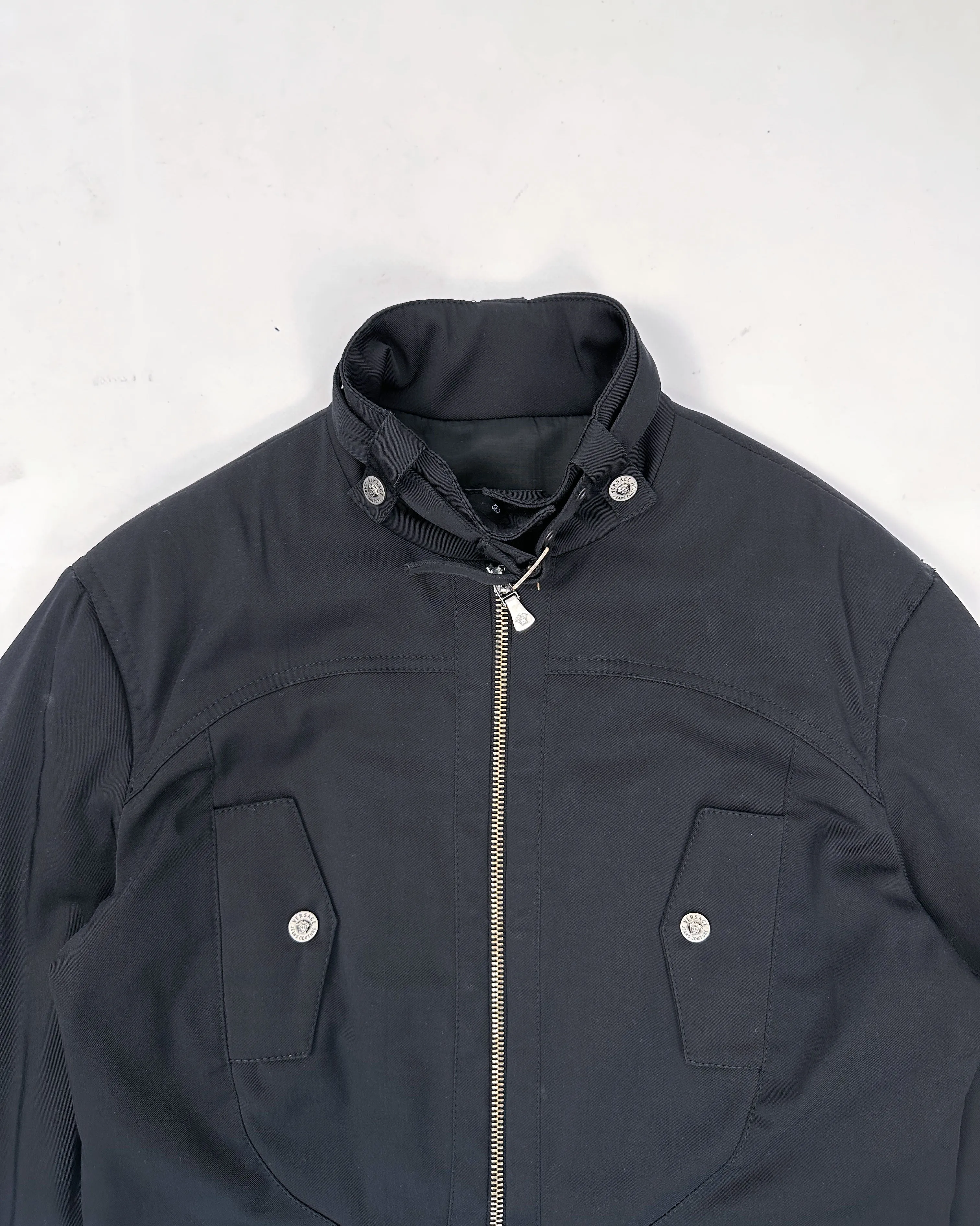 Versace Straight Black Zipped Coat 1990's