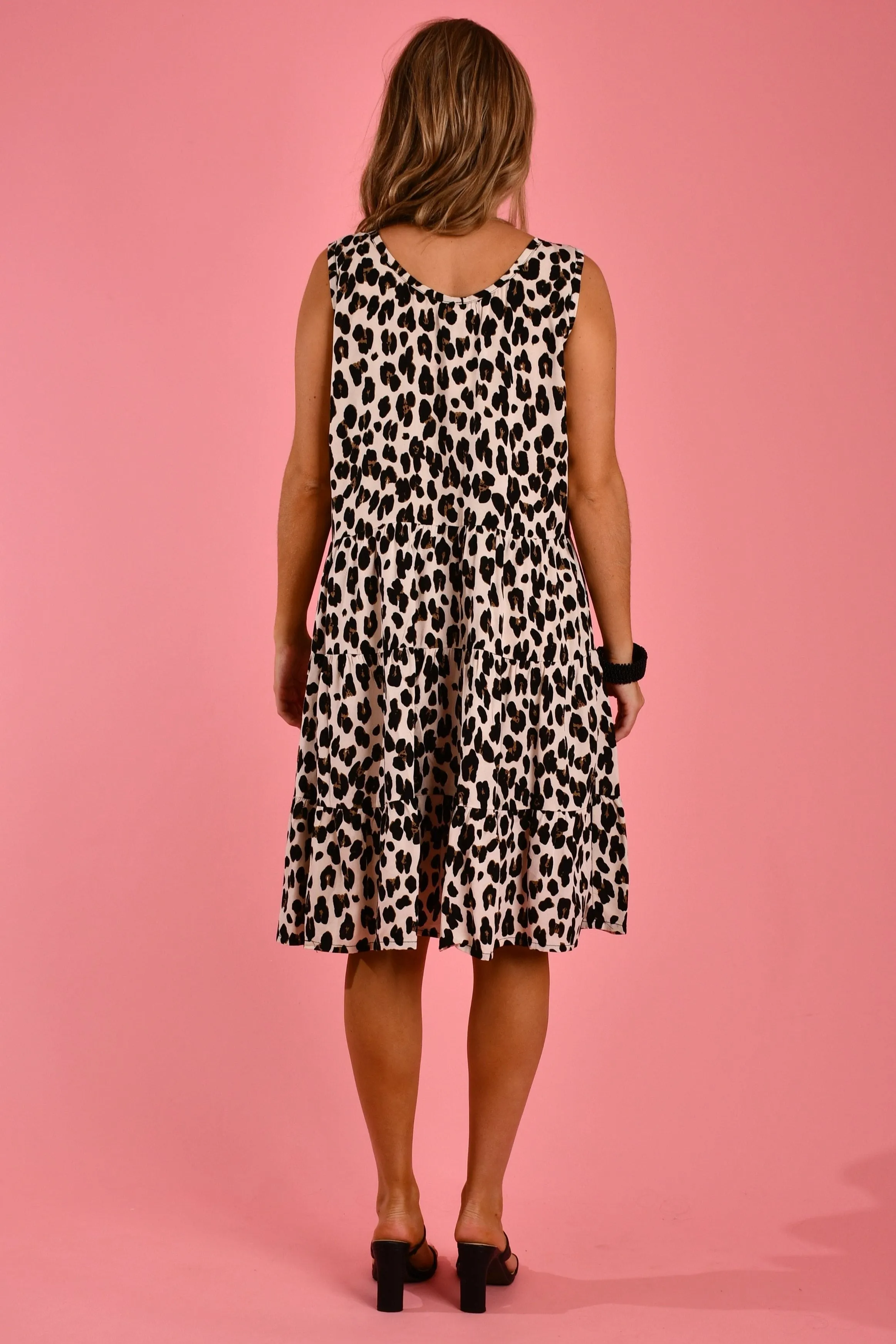 VGLD693 - THICK STRAP SUNDRESS - CREAM LEOPARD