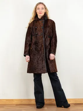 Vintage 60's Women Cows Fur Coat in Brown