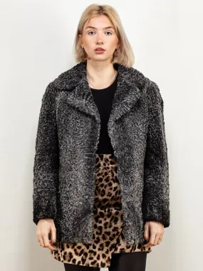 Vintage 70's Women Karakul Fur Jacket in Grey