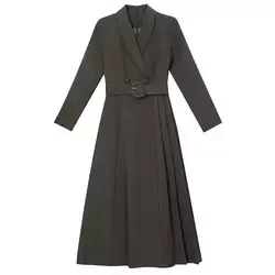 Women Autumn New Design 2022 Elegant Purple Midi Blazer Trench Coat Formal Dress