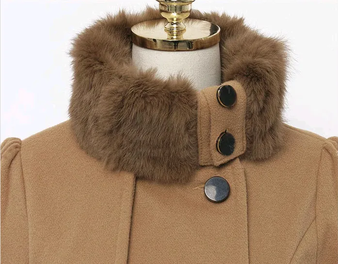 Women Thicken Faux Fur Collared Winter Long Peacoat Coat Trench Outerwear Jacket