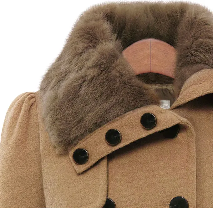 Women Thicken Faux Fur Collared Winter Long Peacoat Coat Trench Outerwear Jacket