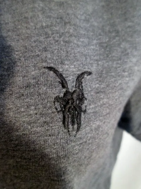 Womens ALLSAINTS SPITALFIELDS POLO Shirt GRAY Preppie Embroidered SKULL M