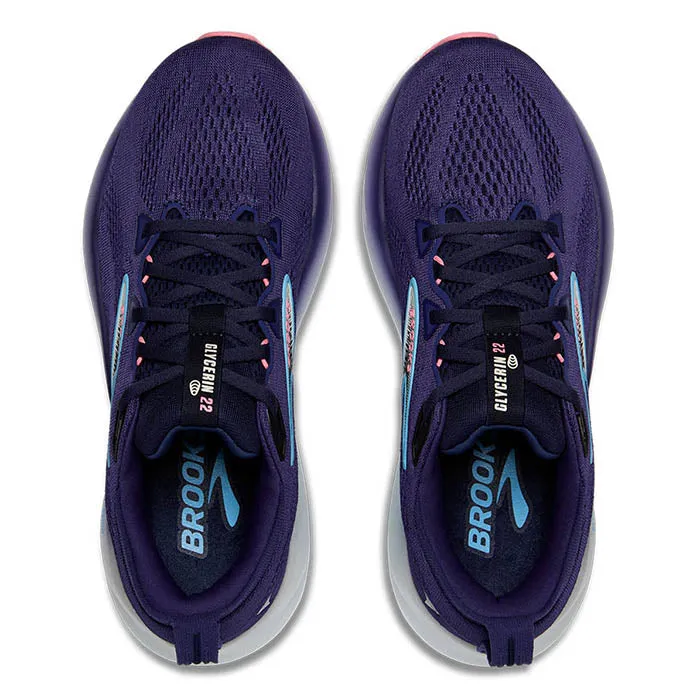 Womens Brooks Running Glycerin 22 in Blue Ribbon/Peacoat/Dianthus