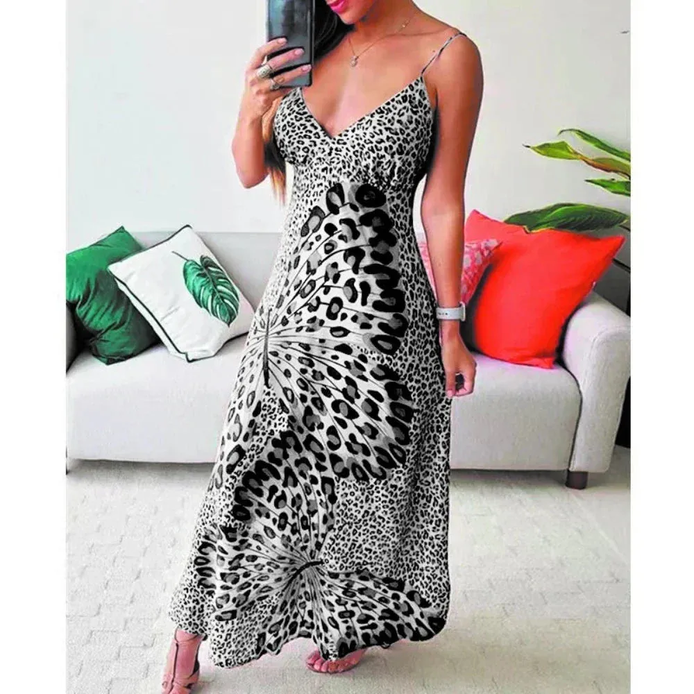 Womens Leopoard Print Sleeveless Dress