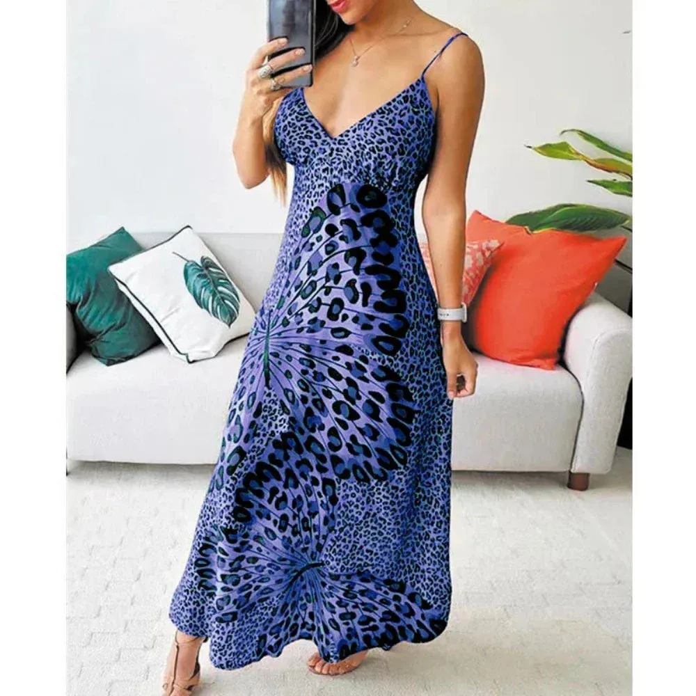 Womens Leopoard Print Sleeveless Dress