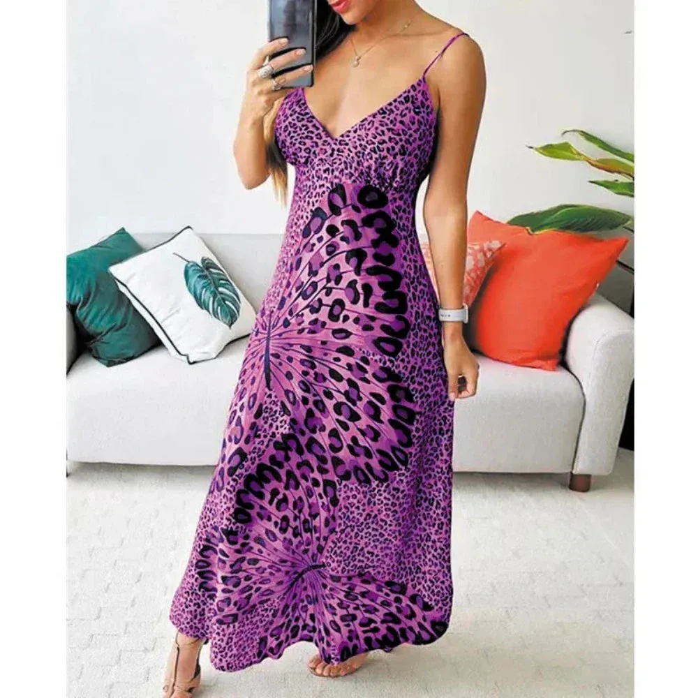 Womens Leopoard Print Sleeveless Dress