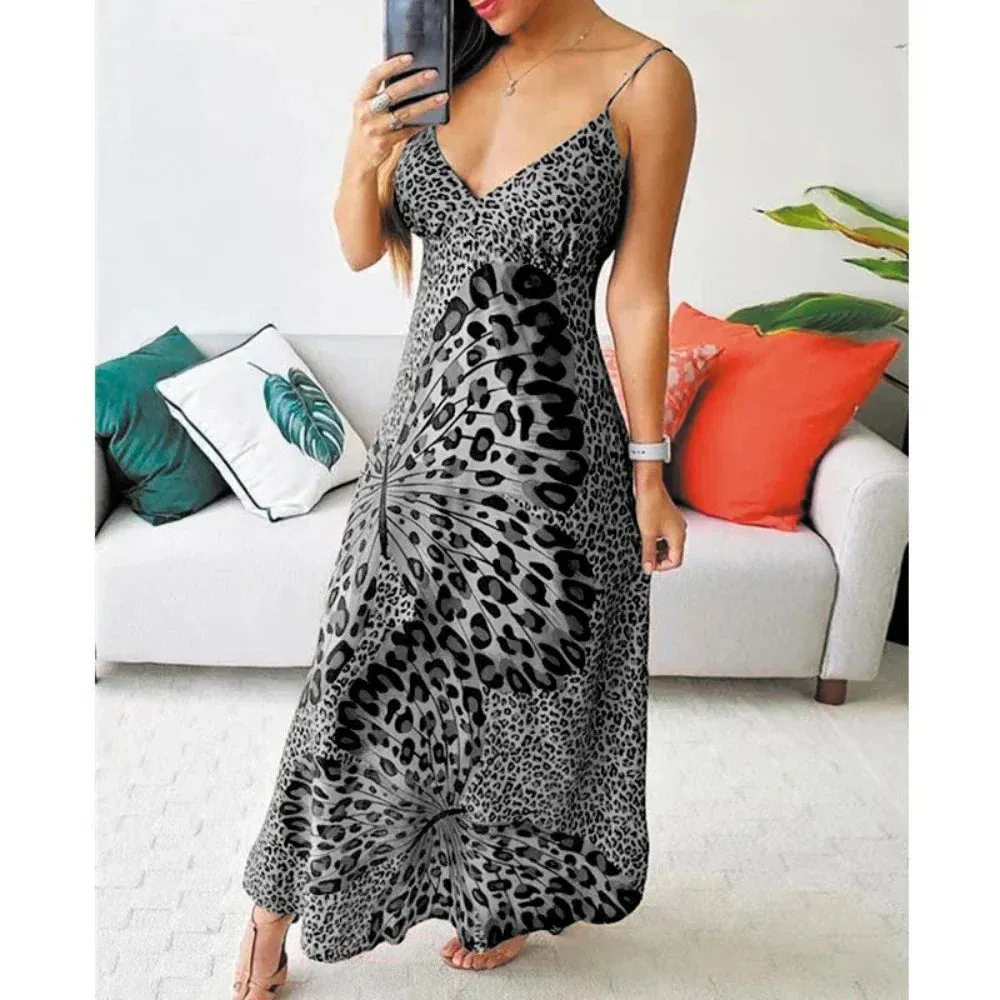 Womens Leopoard Print Sleeveless Dress