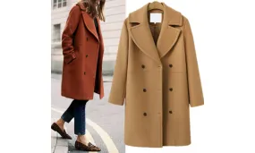 Women's Mid-Length Double-Breasted Woolen Coat